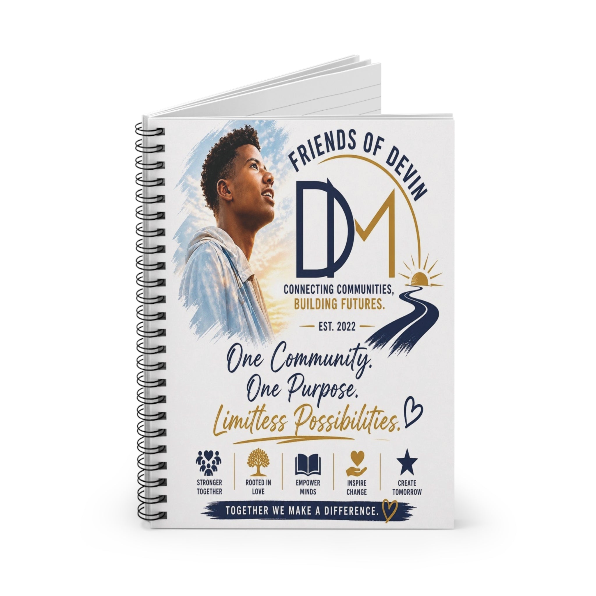 Friends of Devin Spiral Notebook — One Community, One Purpose Inspirational Journal